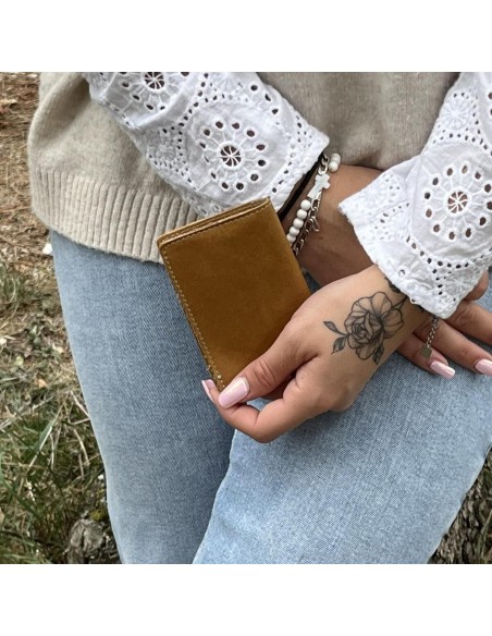 Etui Double à Cartes en cuir Mixte Caramel