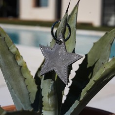 Porte-Clés Etoile en cuir Pailleté Plume