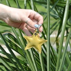 Porte Clés Etoile en cuir Pailleté Tournesol
