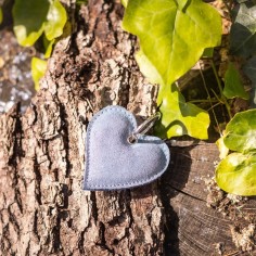 Porte-clés Coeur en cuir Pailleté Cobalt