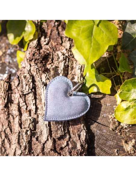 Porte-clés Coeur en cuir Pailleté Cobalt