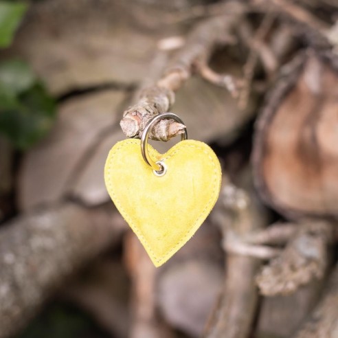 Porte-clés Coeur en cuir Pailleté Canari Doré