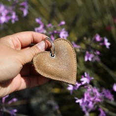 Porte-Clés Coeur en cuir Pailleté Cacahuète