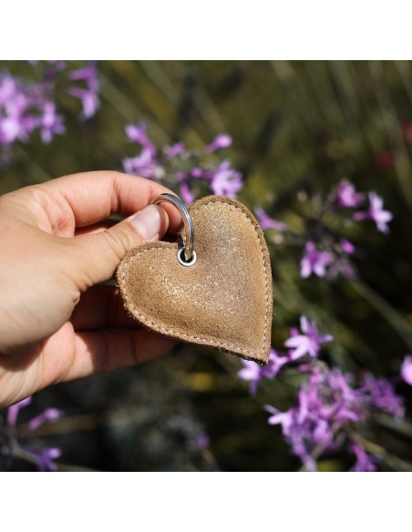 Porte-Clés Coeur en cuir Pailleté Cacahuète