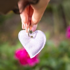 Porte-clés Coeur en cuir Pailleté Lavande