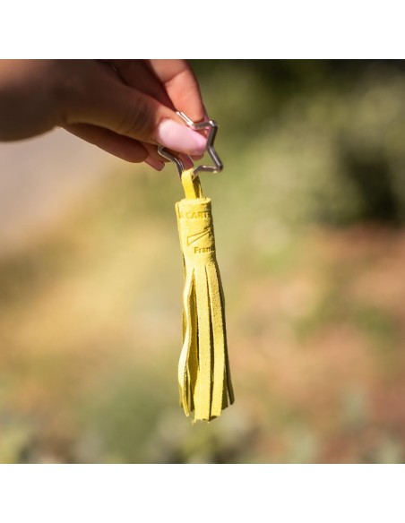 Porte-clés Pompon en cuir Pailleté Canari Doré