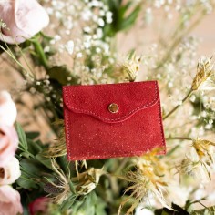 Etui à cartes Balance en cuir Pailleté Rouge Dahlia