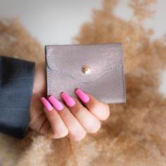 Etui à cartes Balance en cuir Pailleté Gris Bastille