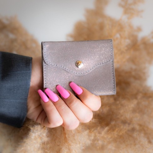 Etui à cartes Balance en cuir Pailleté Gris Bastille