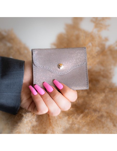 Etui à cartes Balance en cuir Pailleté Gris Bastille