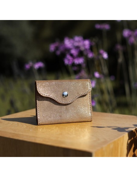 Etui à Cartes Balance en cuir Pailleté Cacahuète