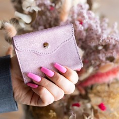 Etui à cartes Balance en cuir Pailleté Lilas Doré