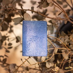 Etui Double à Cartes en cuir Pailleté Bleuet