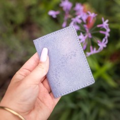 Etui Double à Cartes en cuir Pailleté Cobalt