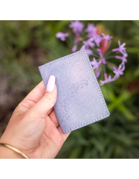 Etui Double à Cartes en cuir Pailleté Cobalt