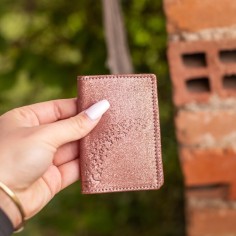 Etui Double à Cartes en cuir Pailleté Cannelle Cuivré