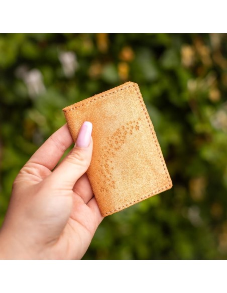 Etui Double à cartes en cuir Pailleté Or Klimt