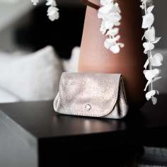 Porte-monnaie Accordéon en cuir Pailleté Gris Bastille