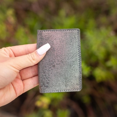 Etui Double à cartes en cuir Pailleté Sapin Cuivré