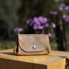 Porte-Monnaie Accordéon en cuir Pailleté Cacahuète