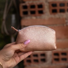 Midi Trousse à trésors en cuir Métallisé Pêche