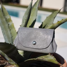 Porte-Monnaie Accordéon en cuir Pailleté Plume