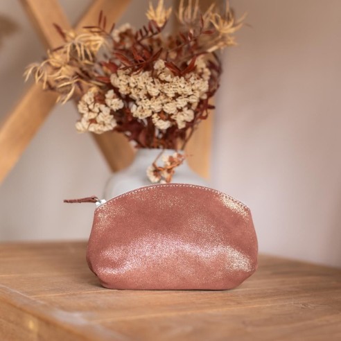 Midi Trousse à trésors en cuir Pailleté Cannelle Cuivré