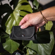 Porte-Monnaie Accordéon en cuir Pailleté Réglisse