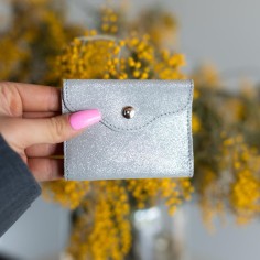 Etui à cartes Balance en cuir Pailleté Perle