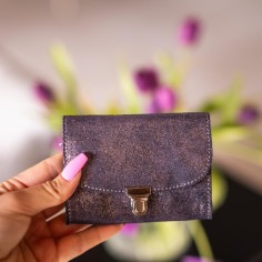 Portefeuille Royal en cuir Pailleté Indigo Cuivré