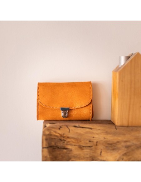 Portefeuille Royal en cuir Pailleté Orange Cuivrée