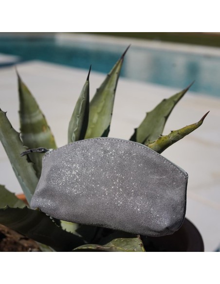 Midi Trousse à Trésors en cuir Pailleté Plume