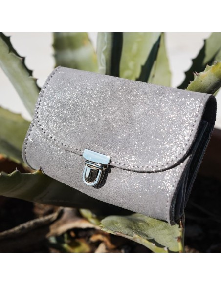 Portefeuille Royal en cuir Pailleté Plume