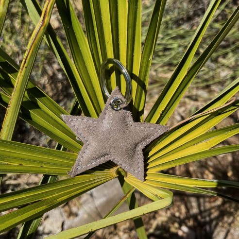 Porte Clés Etoile en cuir Pailleté Biche