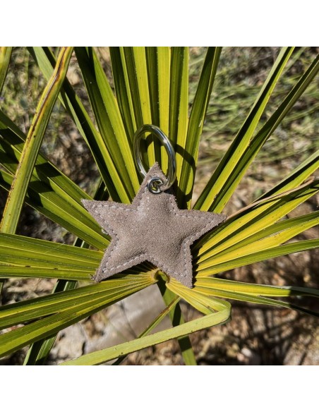 Porte Clés Etoile en cuir Pailleté Biche