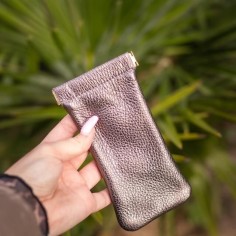 Etui à Lunettes Clic Clac en cuir Métallisé Bronze