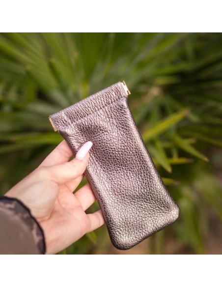 Etui à Lunettes Clic Clac en cuir Métallisé Glycine