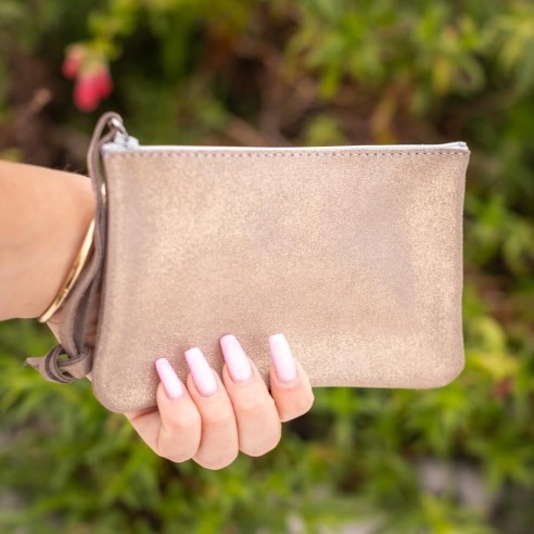 Mini Dragonnière en cuir Pailleté Grège