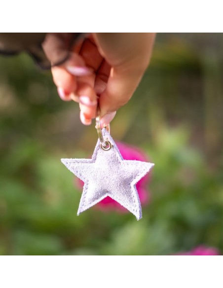 Porte-clés Etoile en cuir Pailleté Lavande