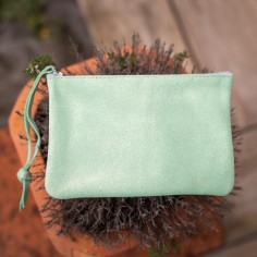 Mini Dragonnière en cuir Pailleté Vert Jade