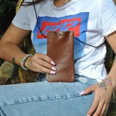 Pochette Téléphone en cuir Mixte Ebène