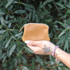 Porte-Monnaie Mini Kiwi en cuir Mixte Caramel