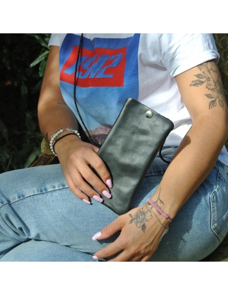 Pochette Téléphone en cuir Mixte Noir