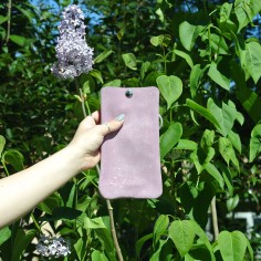 Pochette Téléphone en cuir Pailleté Lilas Doré