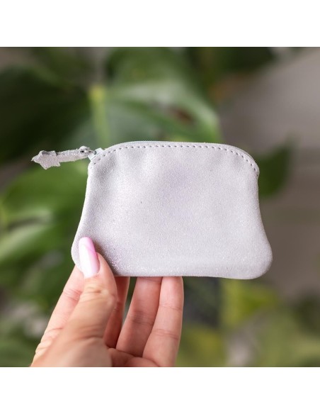 Porte-Monnaie Mini Kiwi en cuir Pailleté Perle