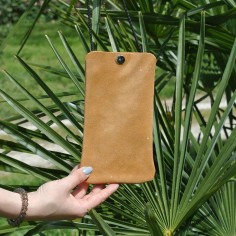 Pochette Téléphone en cuir Pailleté Or Klimt