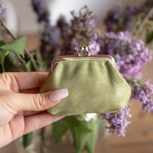 Porte-monnaie Reine en cuir Pailleté Aloe Cuivré