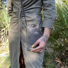 Pochette Téléphone en cuir Pailleté Sapin Cuivré