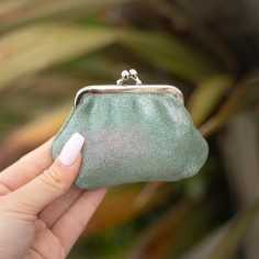 Porte-monnaie Reine en cuir Pailleté Basilic
