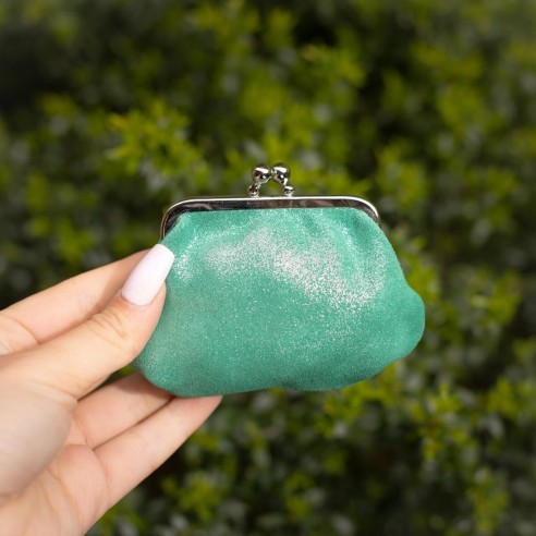 Porte Monnaie Reine en cuir Pailleté Brin d'Herbe
